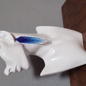 Beaded Earrings- In Blues and White